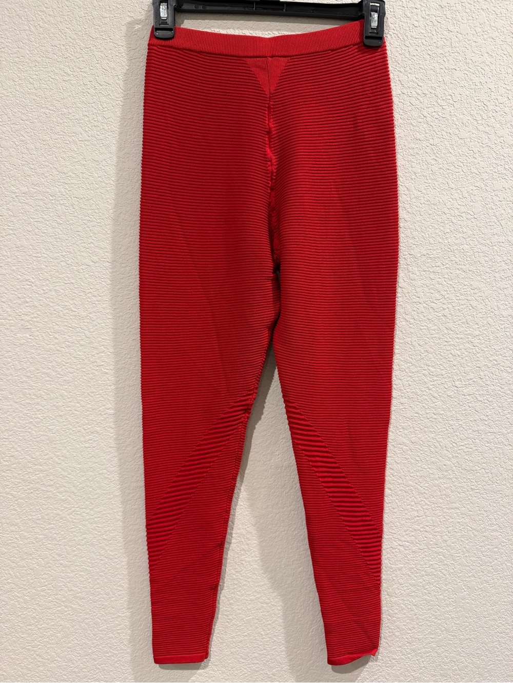 Adam Selman  Red Ribbed Leggings